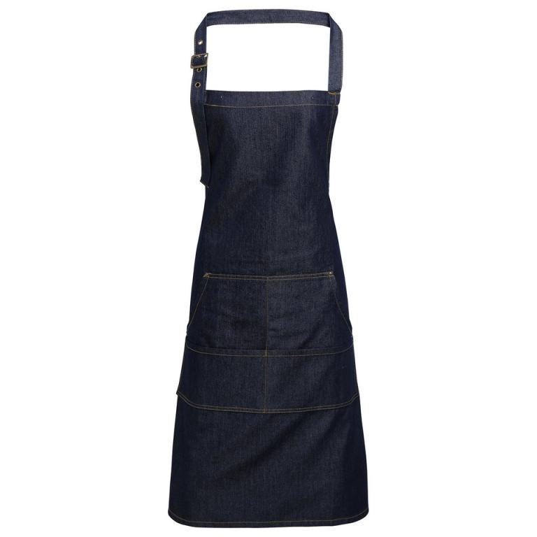 Jeans stitch bib apron Indigo Denim