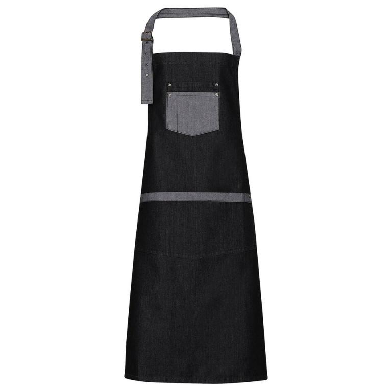 Domain contrast denim bib apron Black Denim