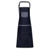 Domain contrast denim bib apron Indigo Denim