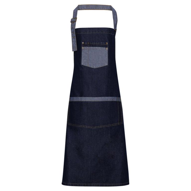 Domain contrast denim bib apron Indigo Denim