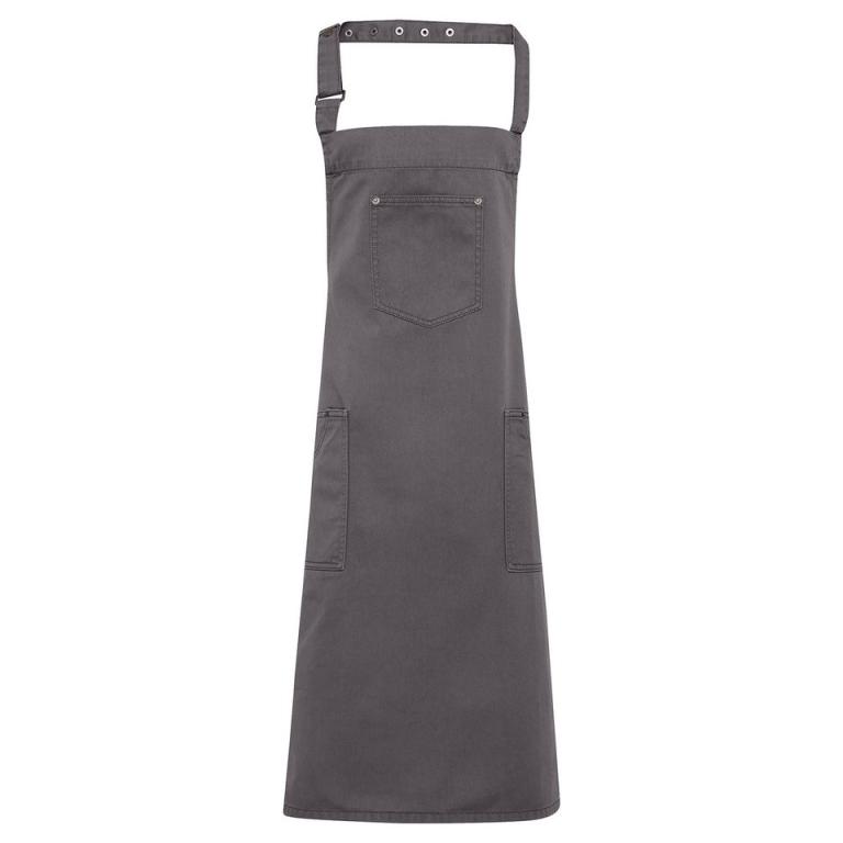 Chino cotton bib apron Steel