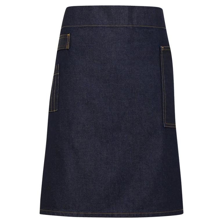 Division waxed-look denim waist apron Indigo Denim