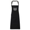 Division waxed-look denim bib apron with faux leather Black Denim