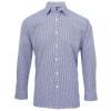 Microcheck (Gingham) long sleeve cotton shirt Navy/White