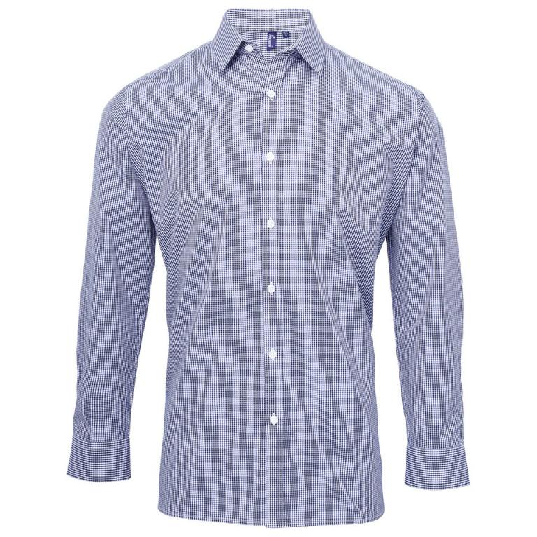 Microcheck (Gingham) long sleeve cotton shirt Navy/White