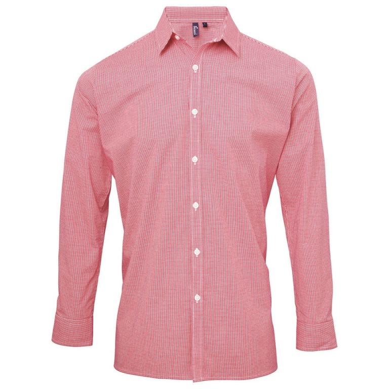 Microcheck (Gingham) long sleeve cotton shirt Red/White