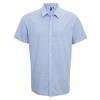 Microcheck (Gingham) short sleeve cotton shirt Light Blue/White