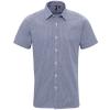 Microcheck (Gingham) short sleeve cotton shirt Navy/White