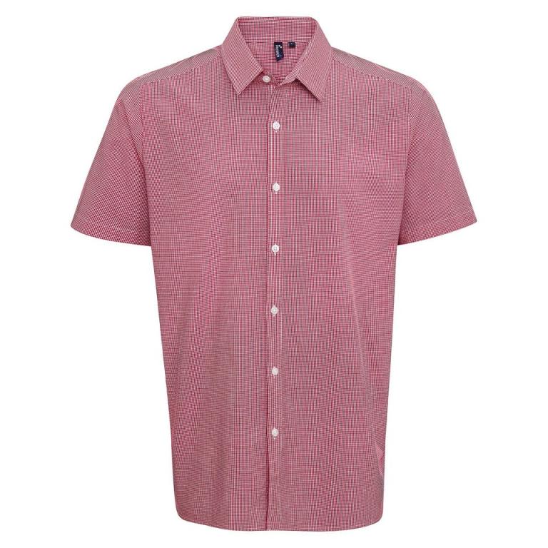 Microcheck (Gingham) short sleeve cotton shirt Red/White