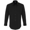 Stretch fit cotton poplin long sleeve shirt Black