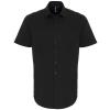 Stretch fit cotton poplin short sleeve shirt Black