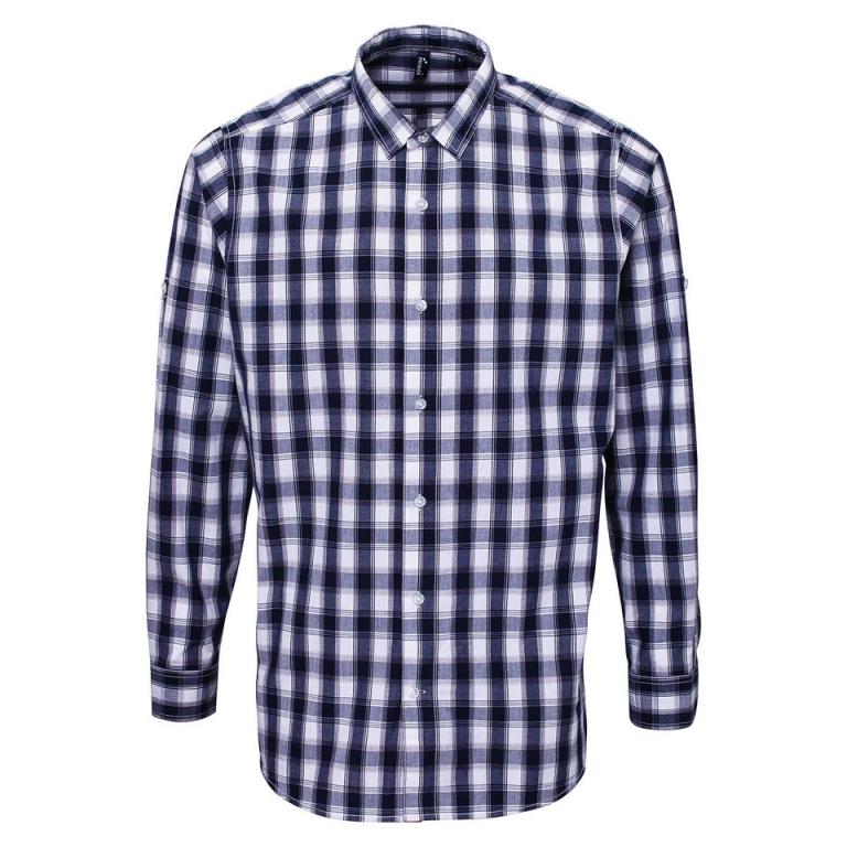 Mulligan check cotton long sleeve shirt White/Navy