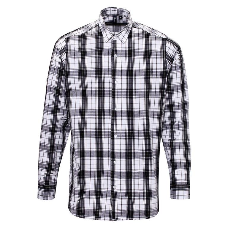 Ginmill check cotton long sleeve shirt Black/White