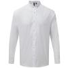 Banded collar grandad long sleeve shirt White