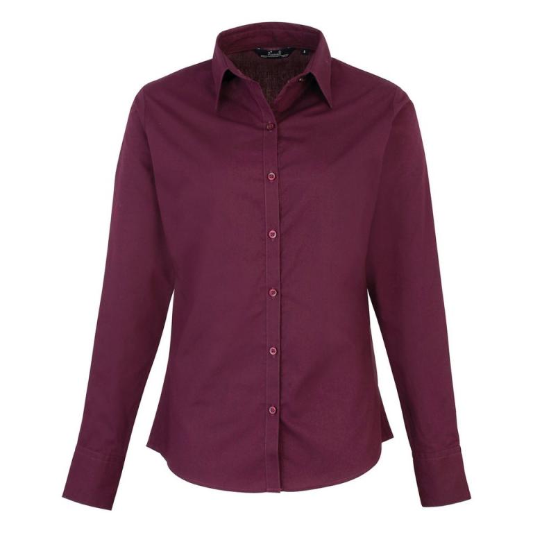 Women's poplin long sleeve blouse Aubergine