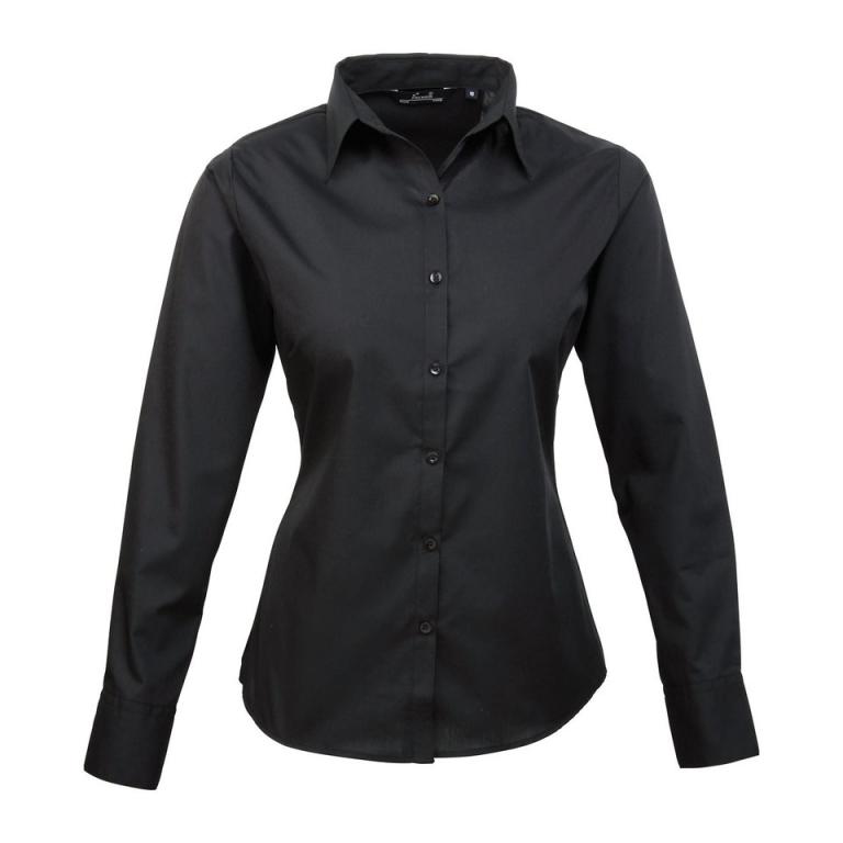 Women's poplin long sleeve blouse Black