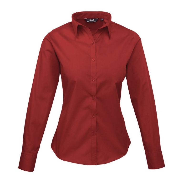 Women's poplin long sleeve blouse Burgundy