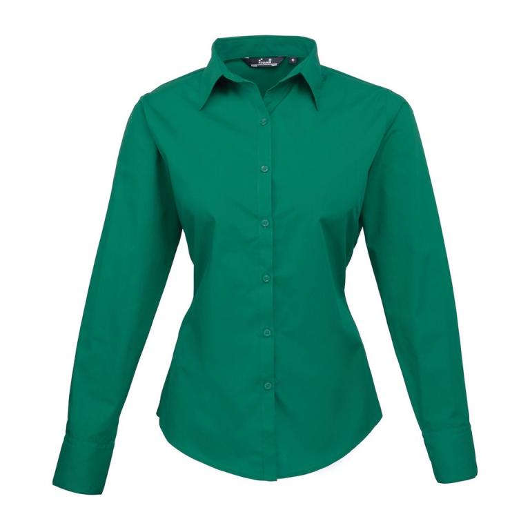 Women's poplin long sleeve blouse Emerald