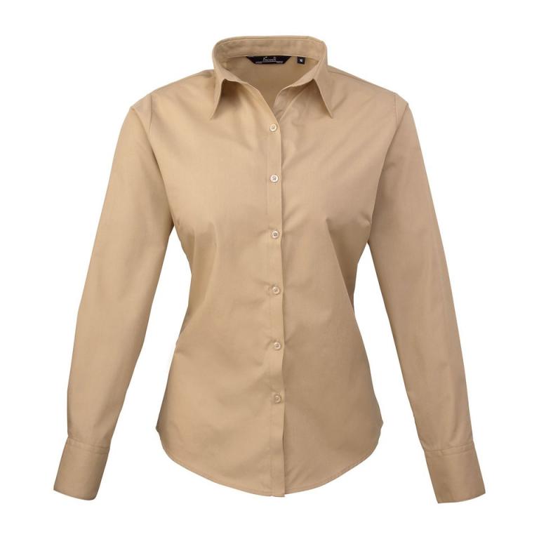 Women's poplin long sleeve blouse Khaki