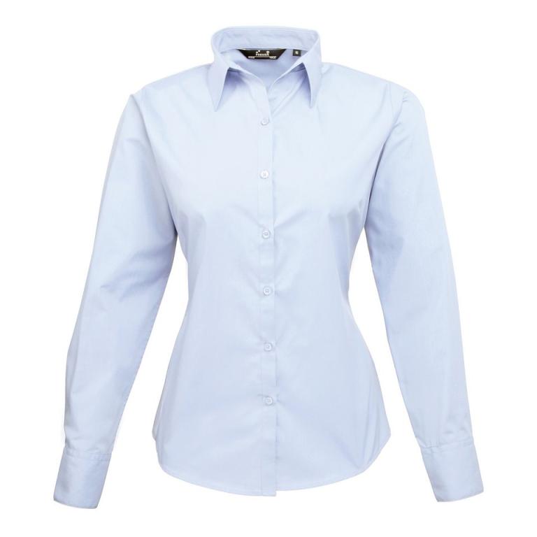 Women's poplin long sleeve blouse Light Blue