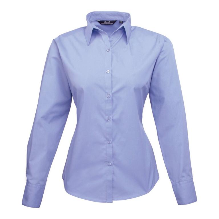 Women's poplin long sleeve blouse Mid Blue