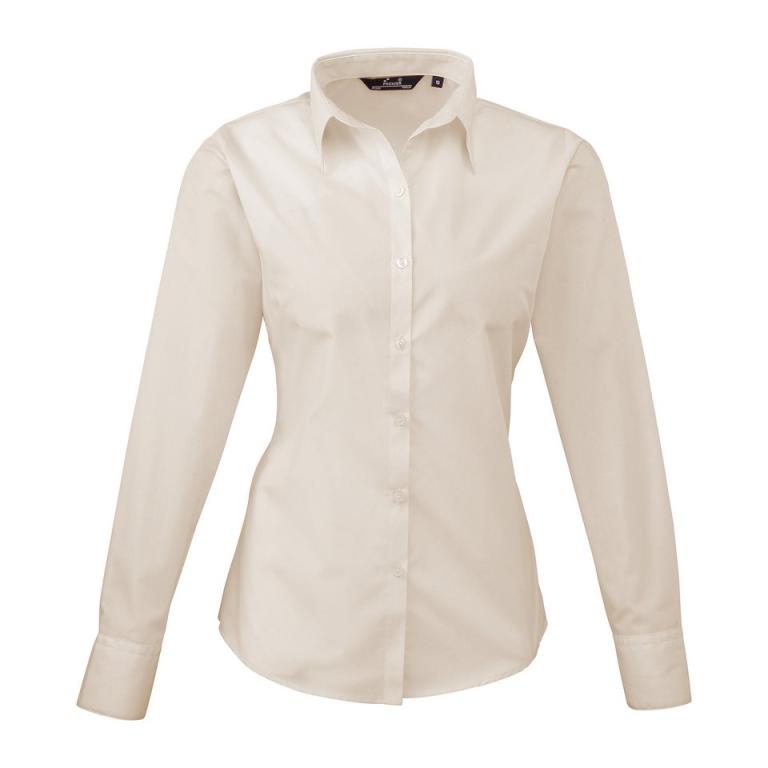 Women's poplin long sleeve blouse Natural