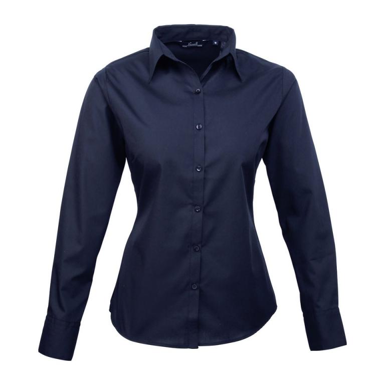 Women's poplin long sleeve blouse Navy