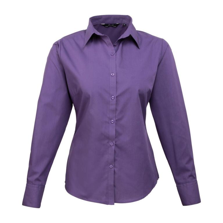 Women's poplin long sleeve blouse Purple