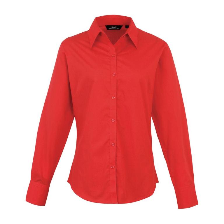 Women's poplin long sleeve blouse Red