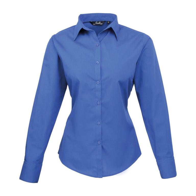 Women's poplin long sleeve blouse Royal