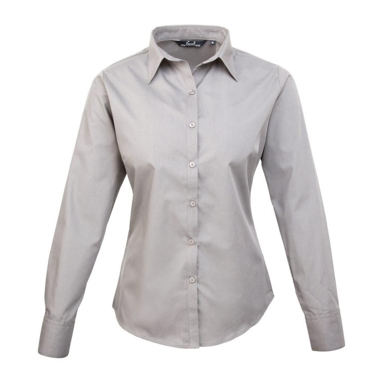 Women's poplin long sleeve blouse Silver