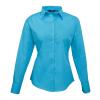 Women's poplin long sleeve blouse Turquoise