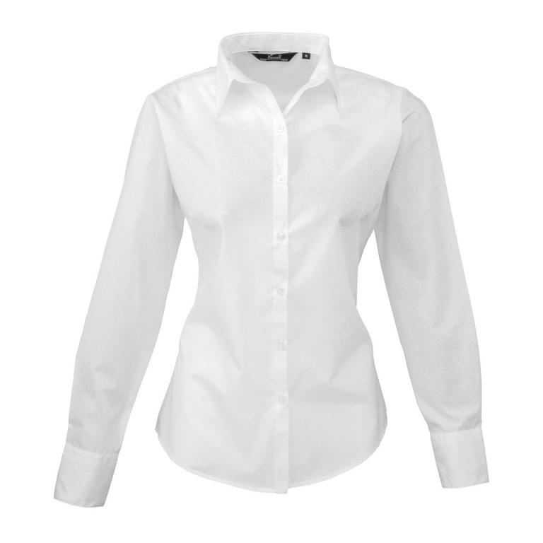 Women's poplin long sleeve blouse White