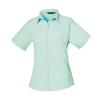 Women's short sleeve poplin blouse Aqua