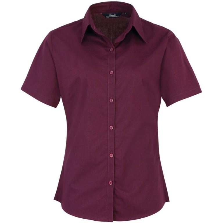 Women's short sleeve poplin blouse Aubergine