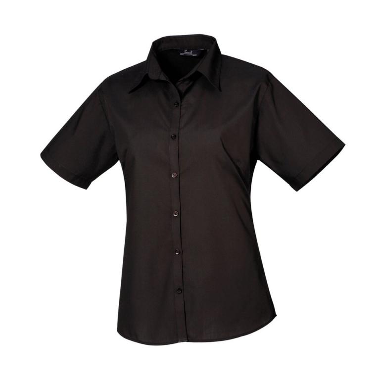 Women's short sleeve poplin blouse Black