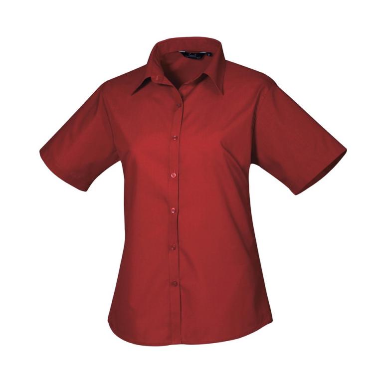 Women's short sleeve poplin blouse Burgundy