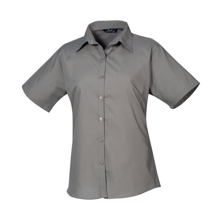 Women's short sleeve poplin blouse Dark Grey