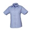 Women's short sleeve poplin blouse Mid Blue