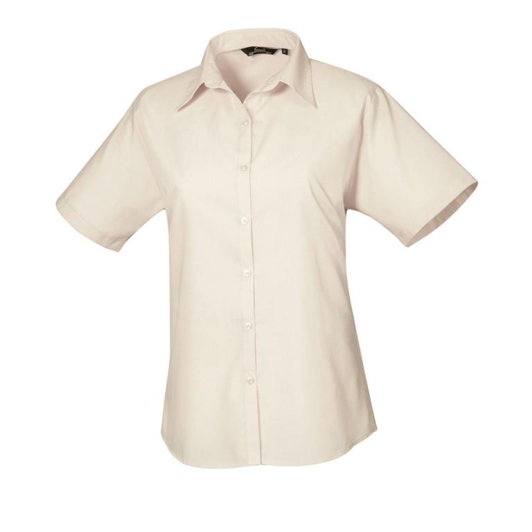 Women's short sleeve poplin blouse Natural