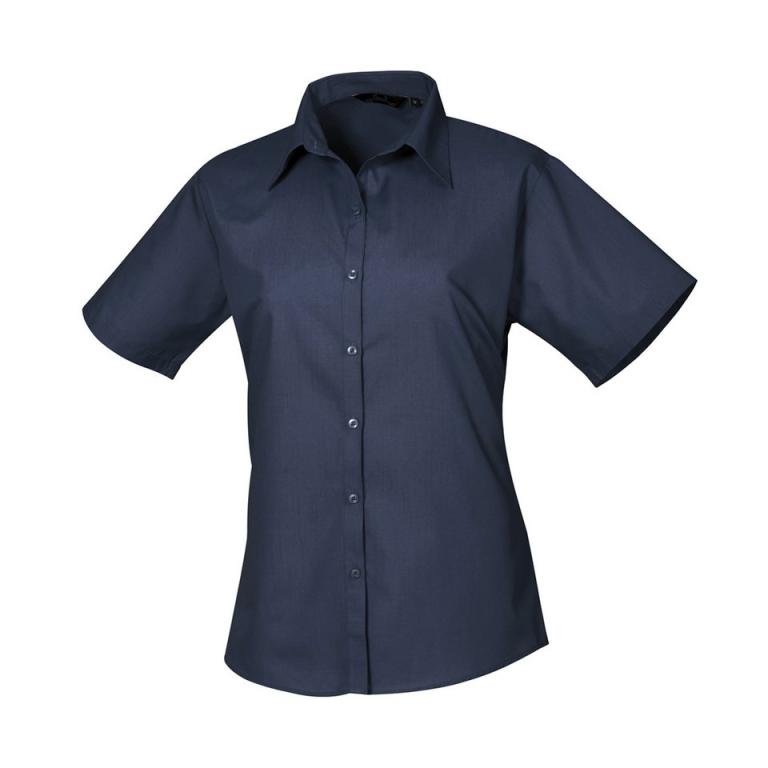 Women's short sleeve poplin blouse Navy