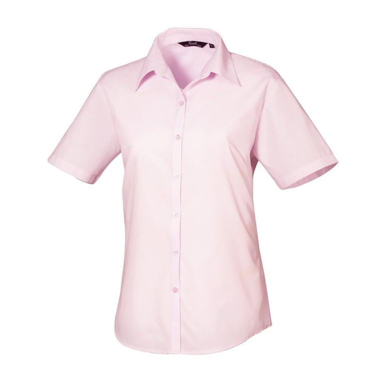 Women's short sleeve poplin blouse Pink