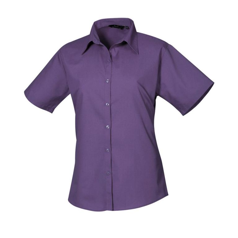 Women's short sleeve poplin blouse Purple