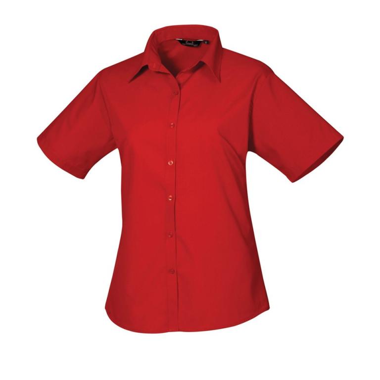 Women's short sleeve poplin blouse Red