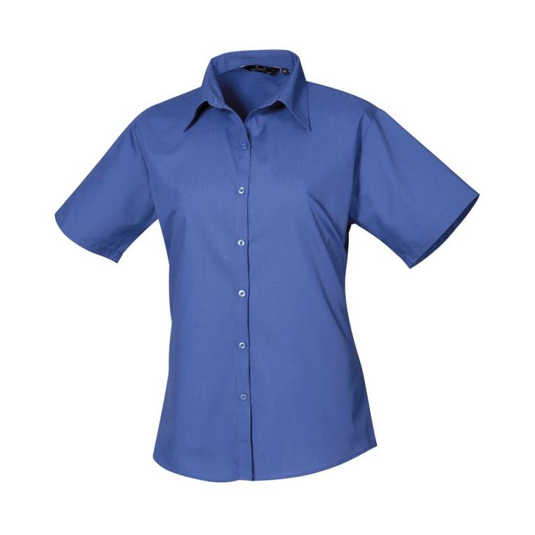 Women's short sleeve poplin blouse Royal