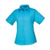 Women's short sleeve poplin blouse Turquoise