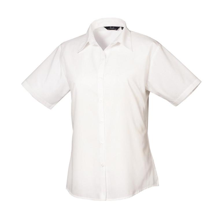 Women's short sleeve poplin blouse White