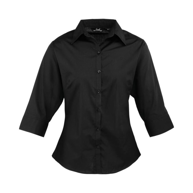 Women's ¾ sleeve poplin blouse Black