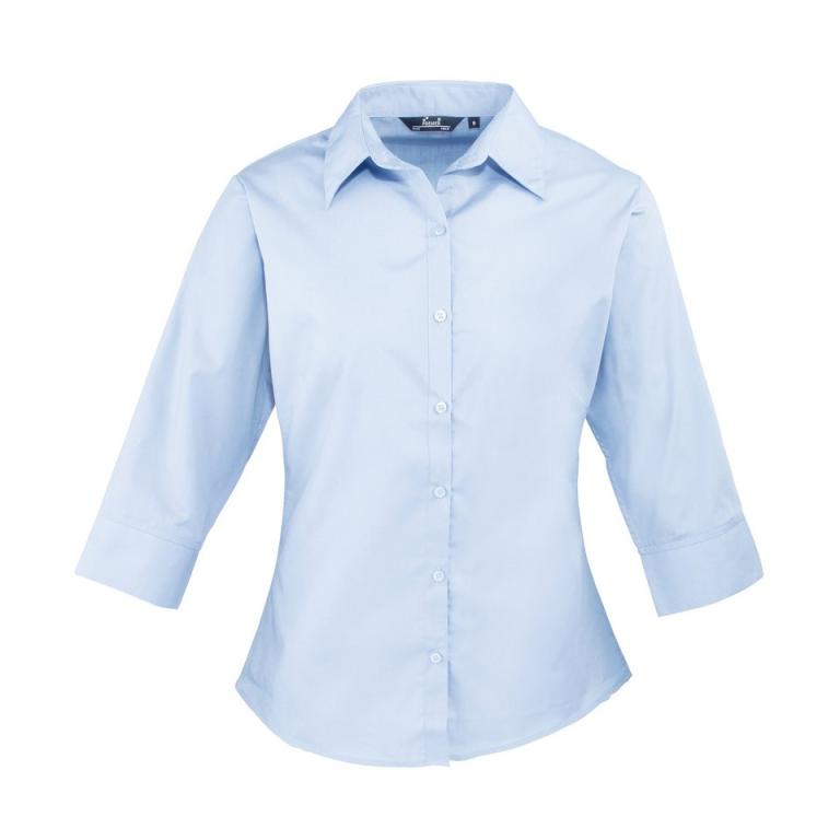 Women's ¾ sleeve poplin blouse Light Blue