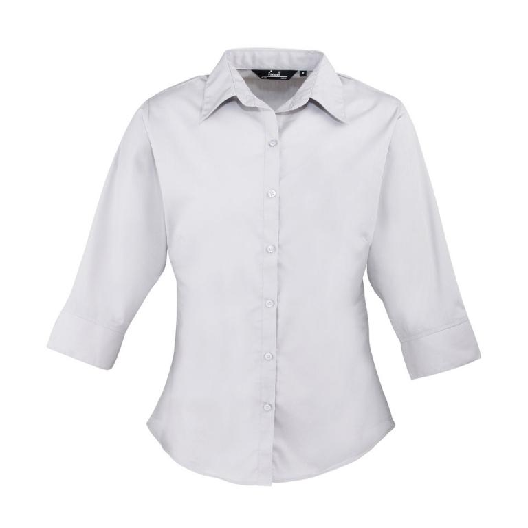 Women's ¾ sleeve poplin blouse Silver